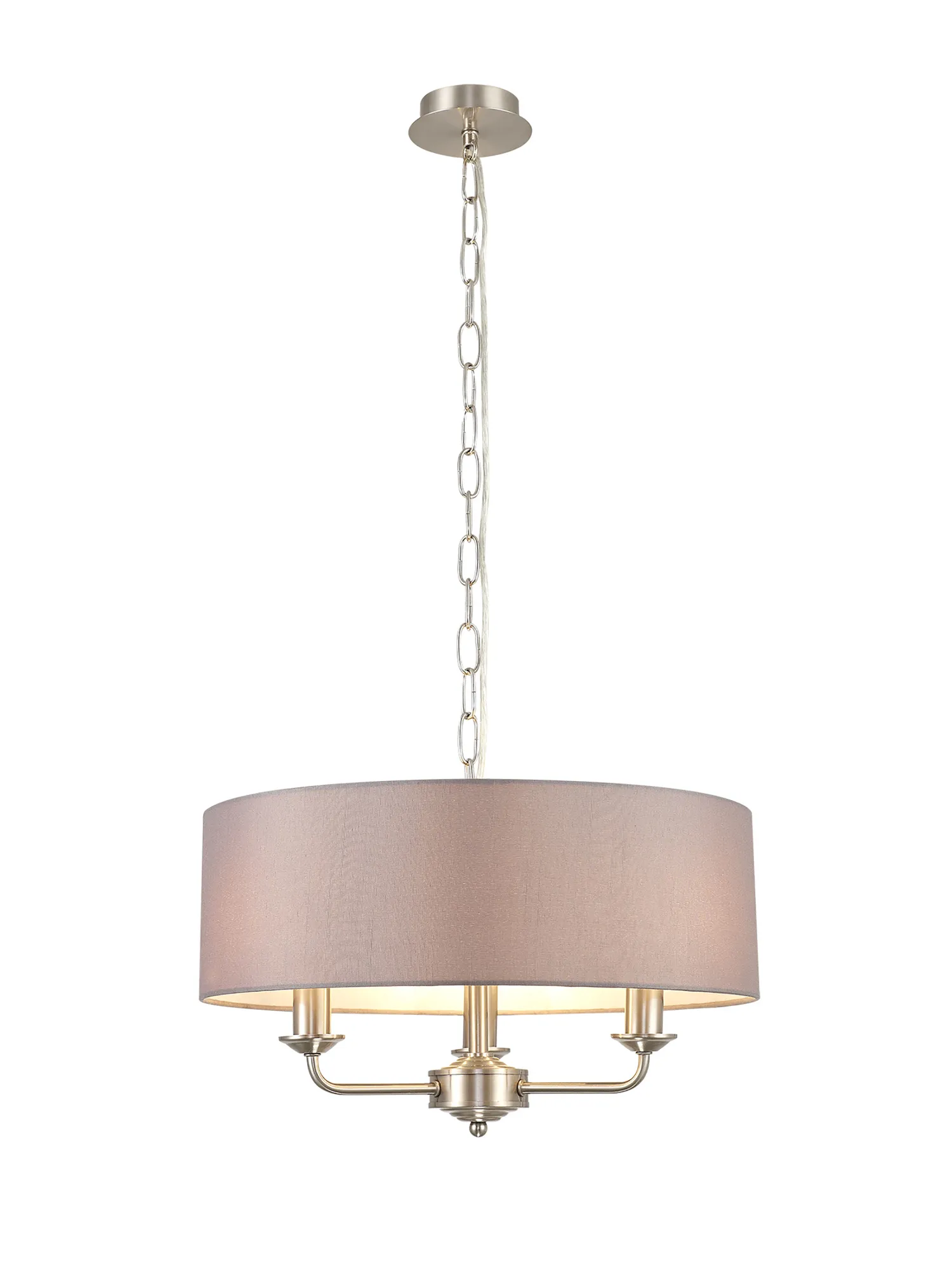 Banyan 45cm 3 Light Pendant Satin Nickel; Grey